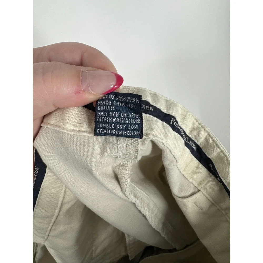 Polo Ralph Lauren Andrew Pants Mens Size 34x32 Khaki Vintage Baggy Pleated Chino